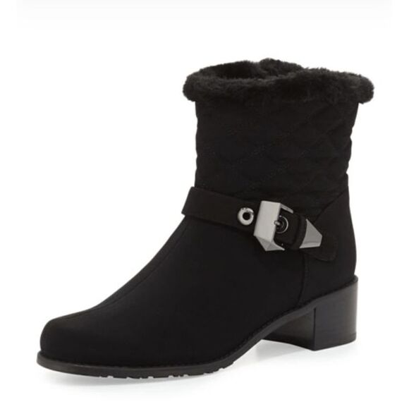 STUART WEITZMAN Furgorby Aquatex Faux Fur Ankle Boot Size 8.5M - Picture 1 of 9